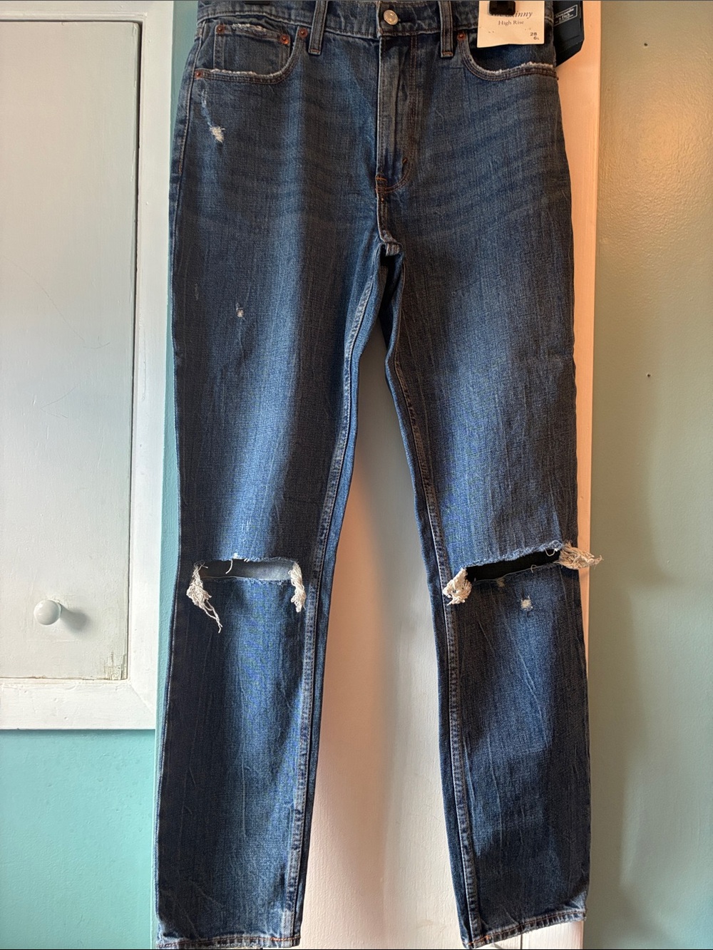 Abercrombie & Fitch Dark Blue Distressed Skinny Jeans
